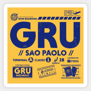 Vintage Sao Paolo GRU Airport Code Travel Day Retro Travel Tag B Sticker